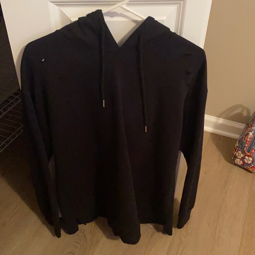 Black Sweatshirt with Rip Affect